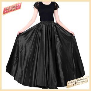 Satin Maxi Skirt Elastic Waist 90cm Length for Dance Party Costume
